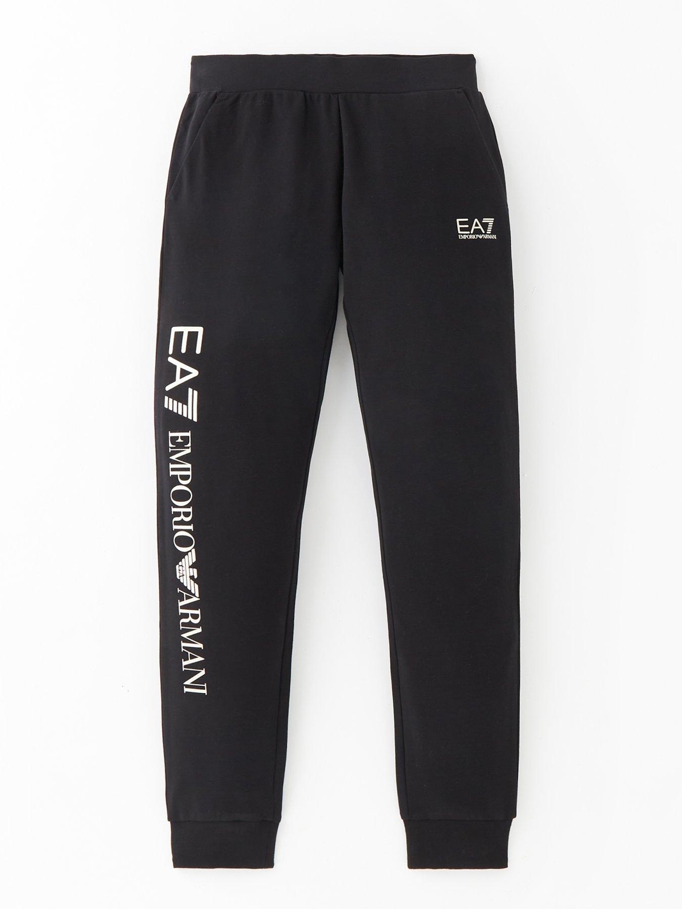 EA7 Emporio Armani Girls Shiny Logo Leggings - Black/Gold