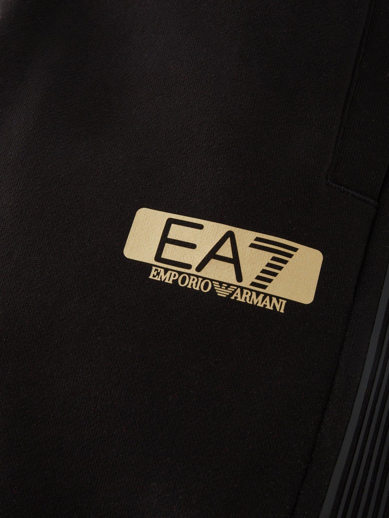 EA7 Emporio Armani Boys 7 Lines Jog Pants Black gold very