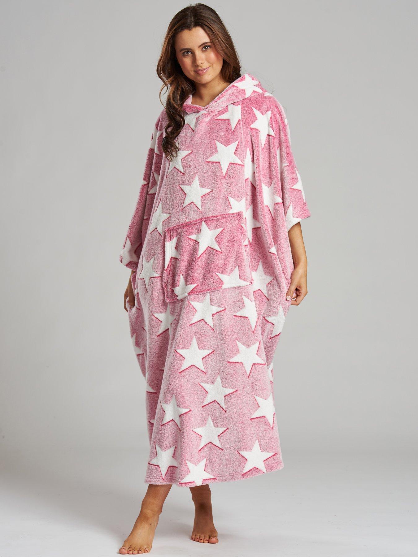 Star Luxury Fleece Poncho Pink