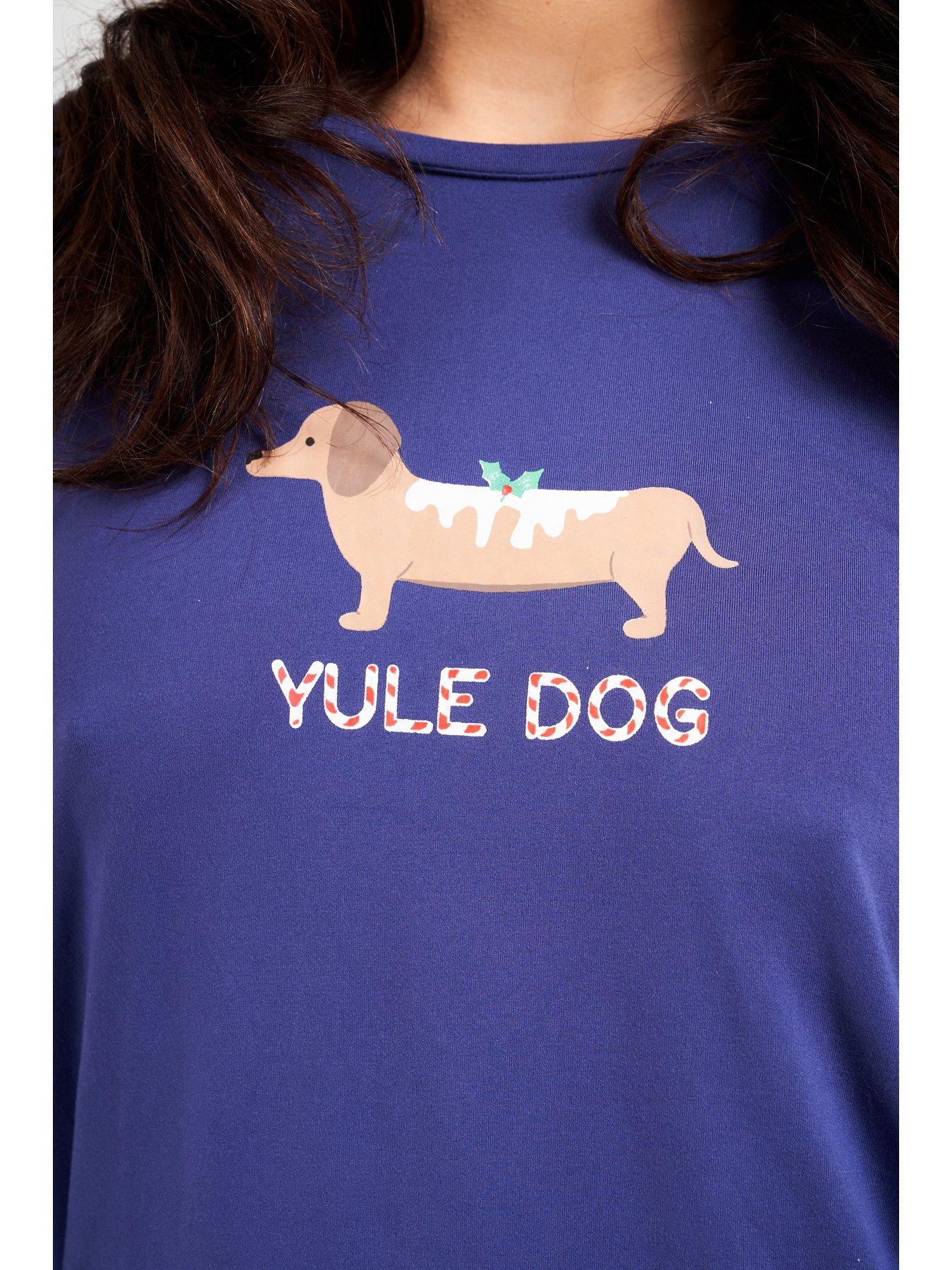 Loungeable Yule Dog Long Sleeve Top And Trouser Pyjamas Blue Very.co.uk