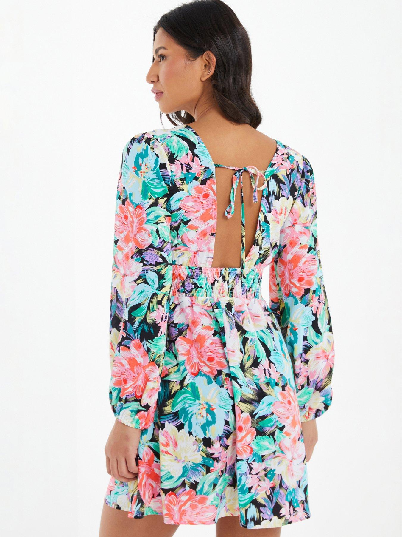 Quiz floral skater dress hot sale