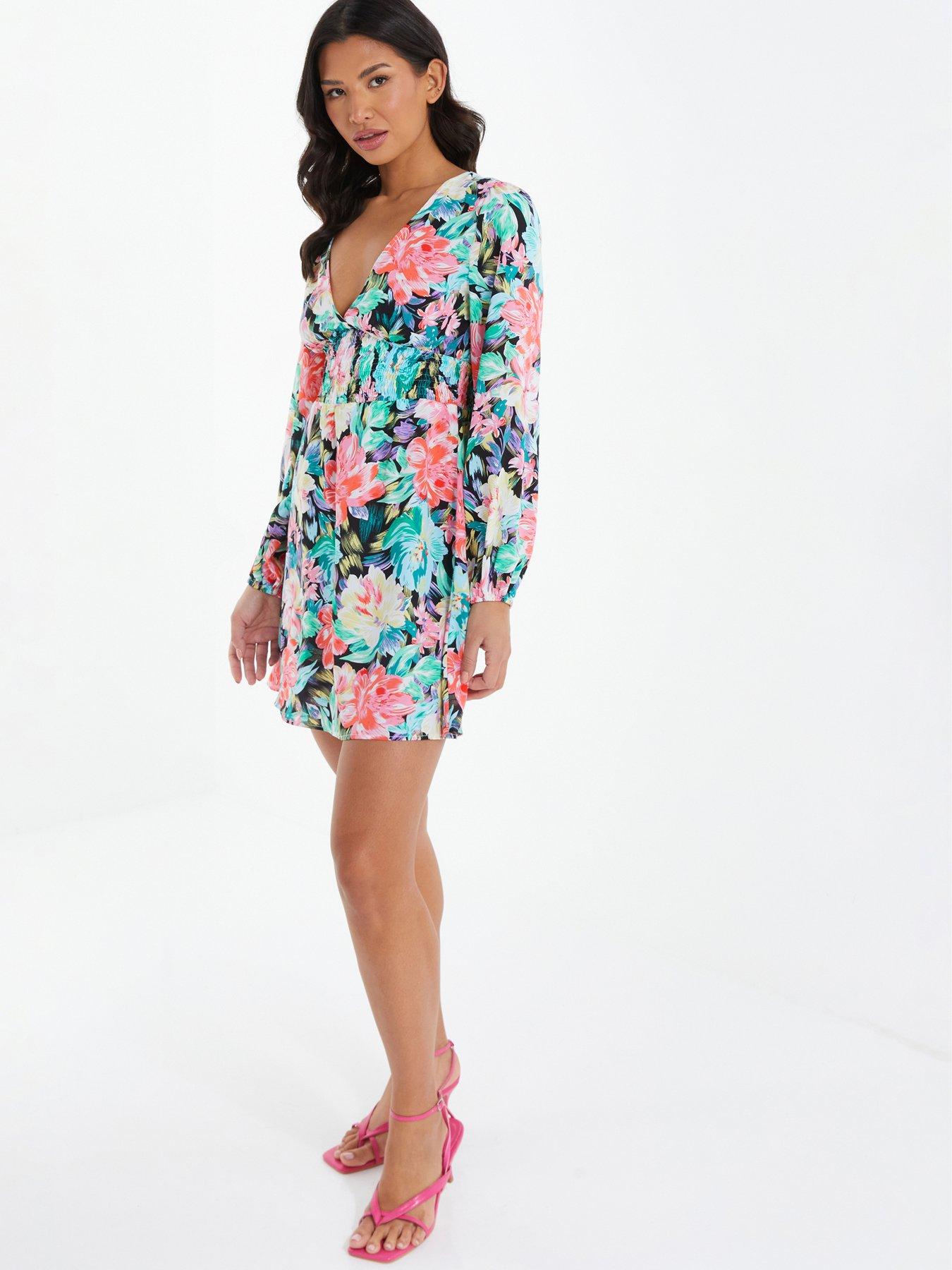 Quiz Floral Skater Dress Very.co.uk