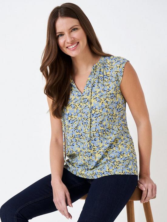 front image of crew-clothing-olivia-top-yellow