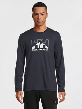 helly hansen nord graphic long sleeve t-shirt - navy
