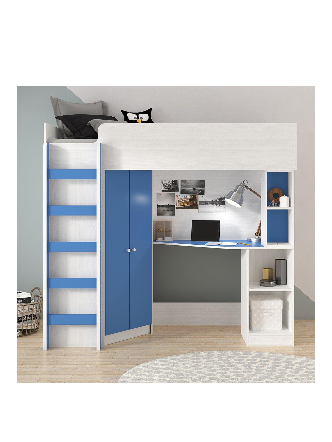 Very Home Miami Fresh High Sleeper with Mattress Options (Buy and SAVE!) - Blue