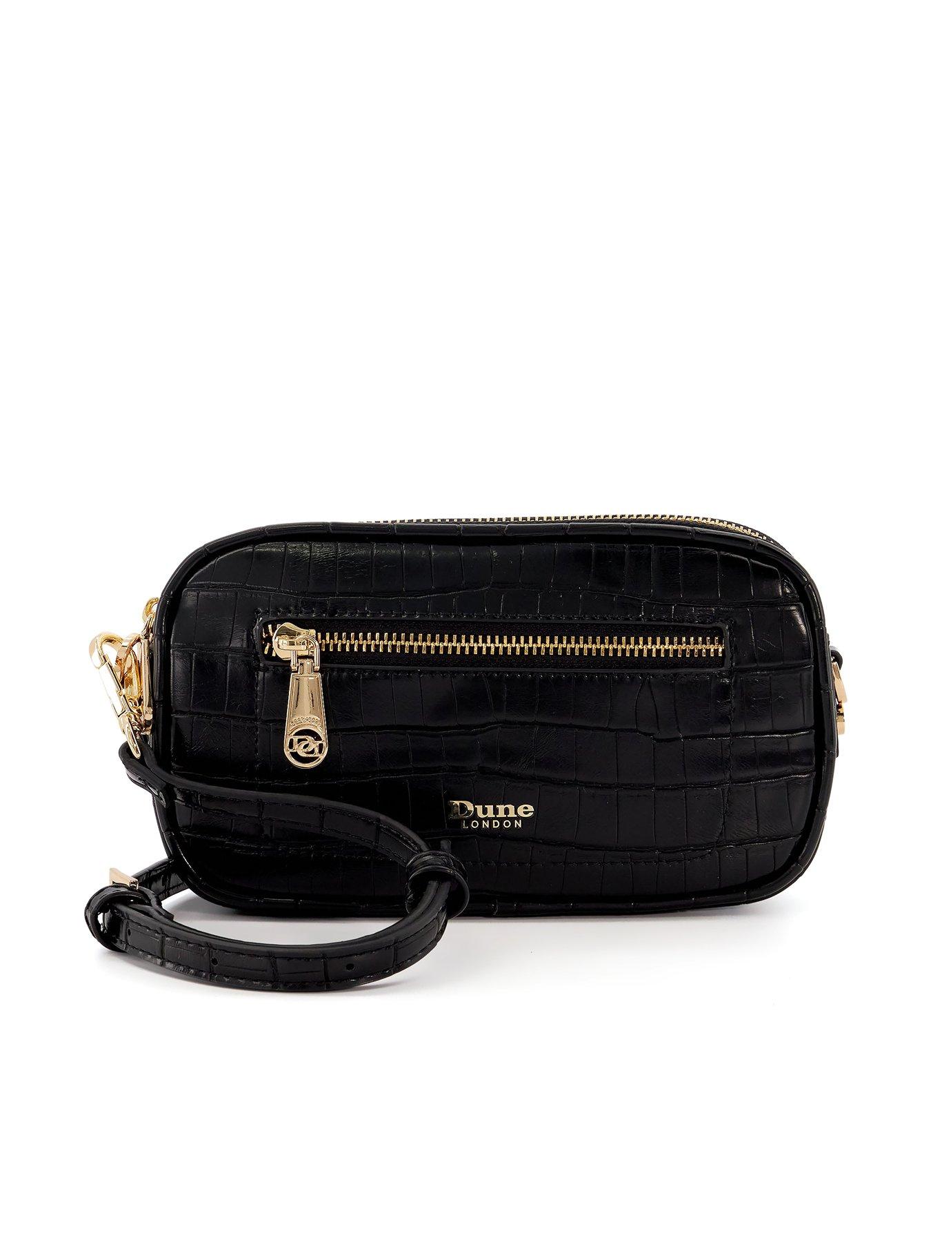 Hanna Double Zip Leather Cross-Body Bag Black