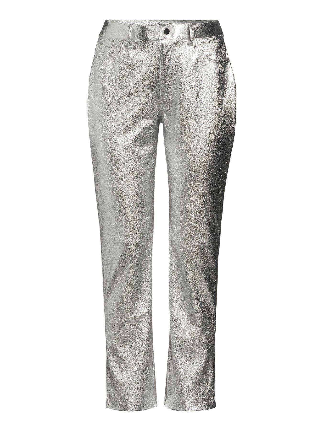 V by Very X Style Fairy Metallic Mom Jeans - Silver