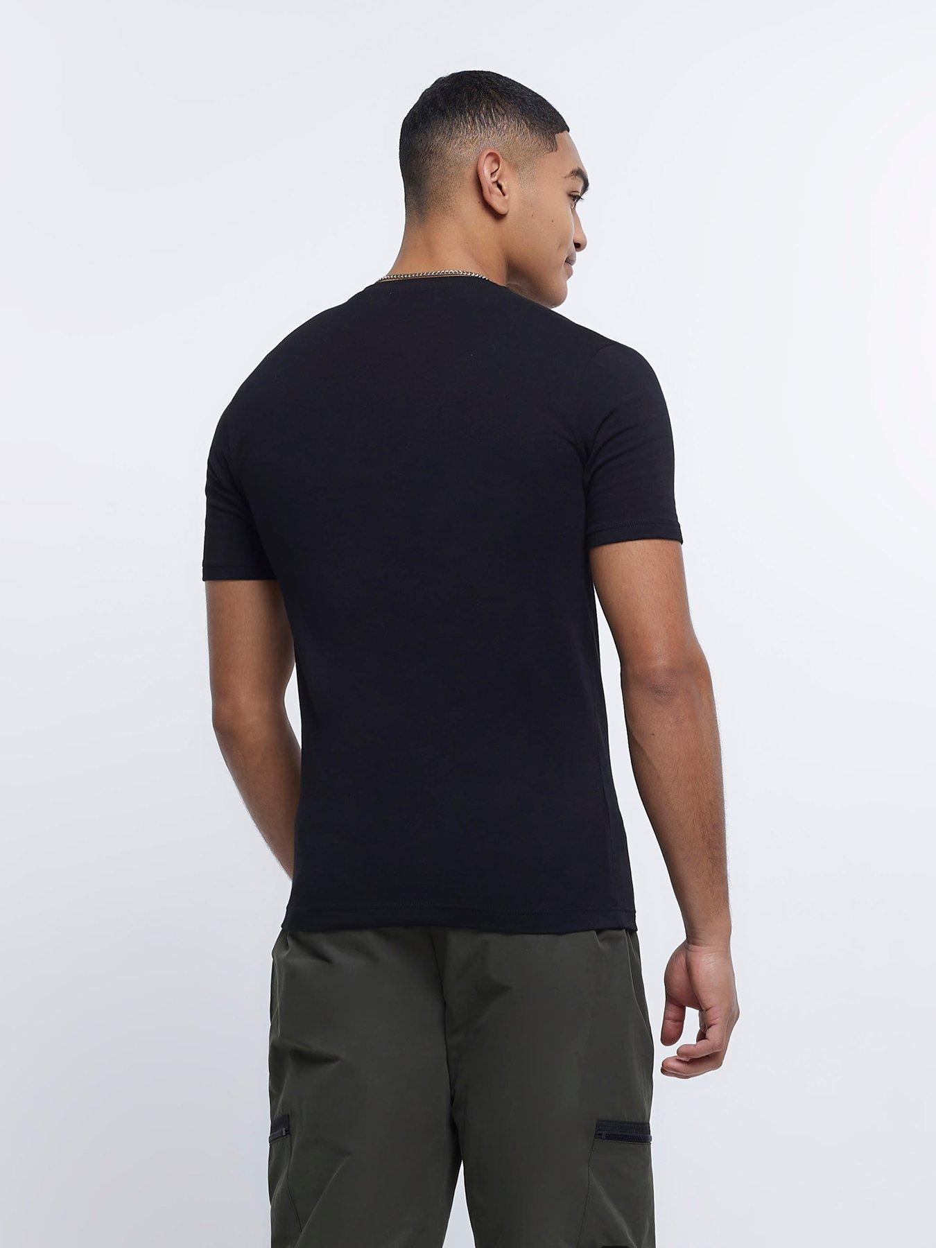 River Island Short Sleeve Muscle Fit TShirt Multipack Black Very.co.uk