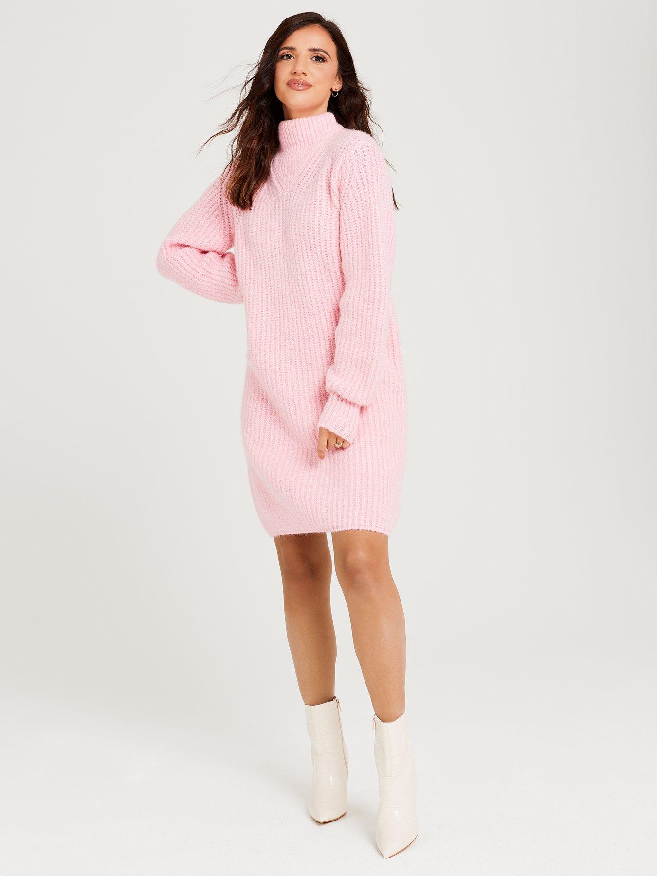 lucy-mecklenburgh-x-v-by-verynbsphigh-neck-loose-jumper-dress-pink