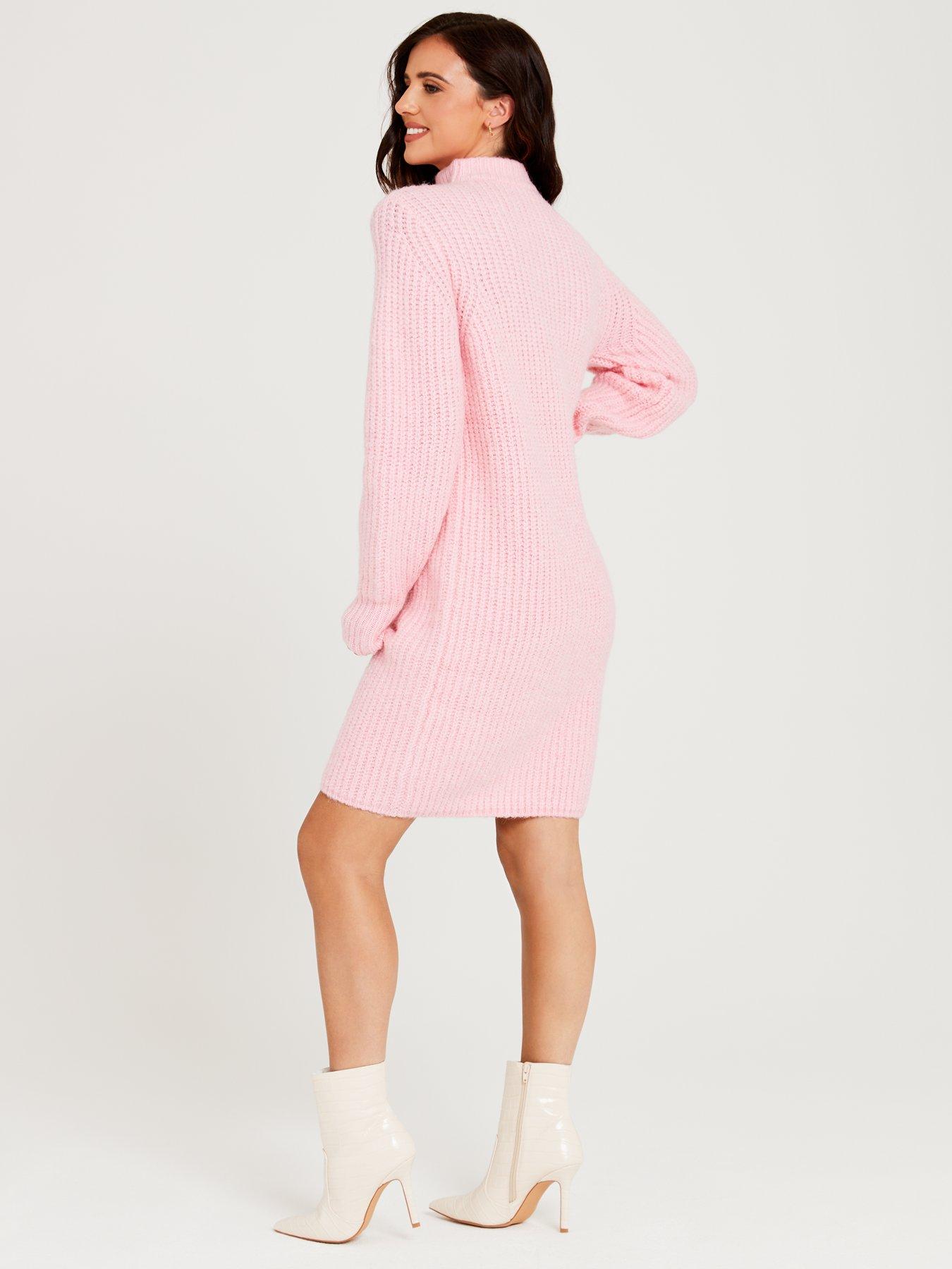 Lucy Mecklenburgh x V by Very High Neck Loose Jumper Dress Pink