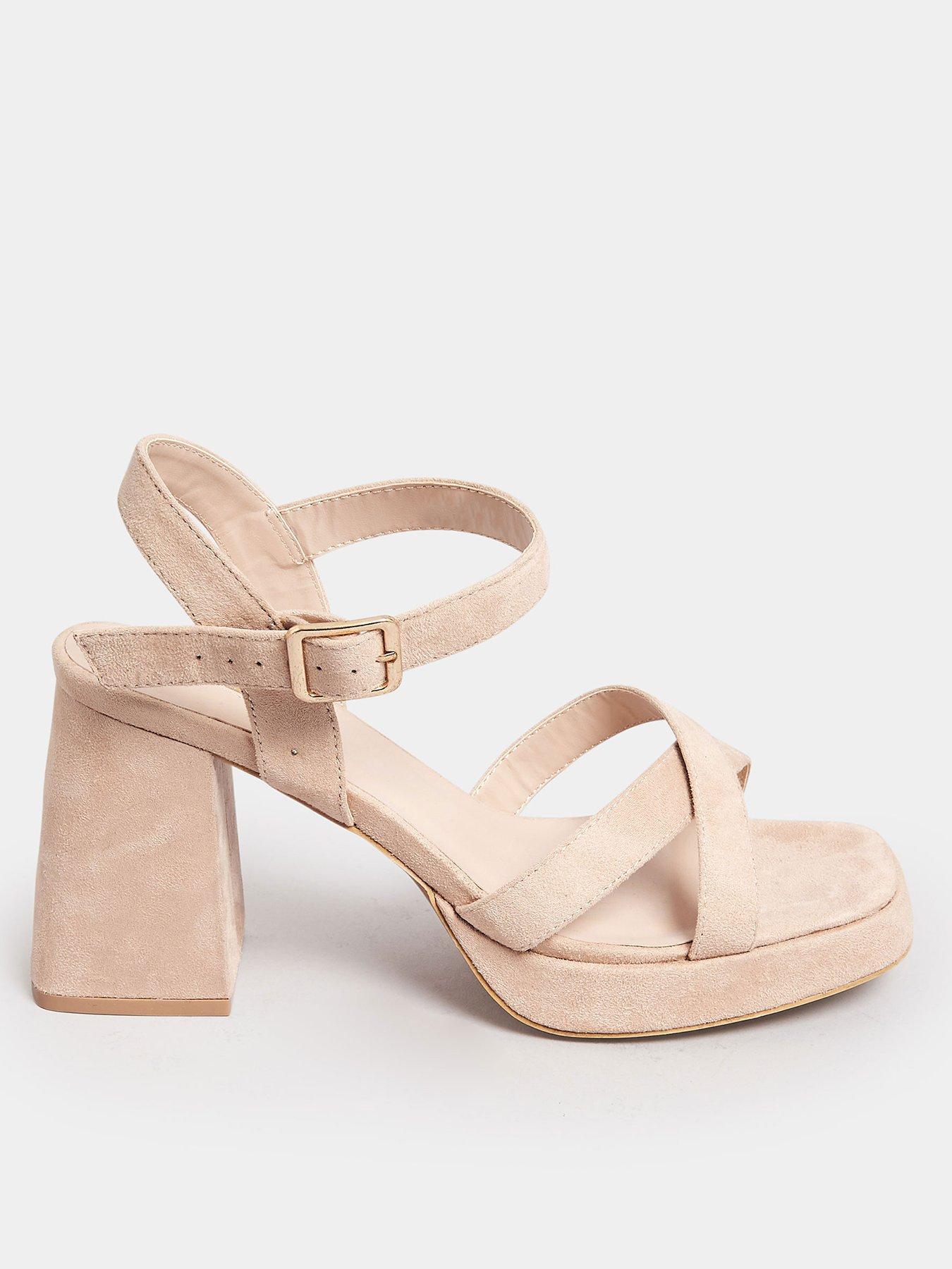 Extra Wide Fit Two Part Platform Flat Sandal Heels Nude