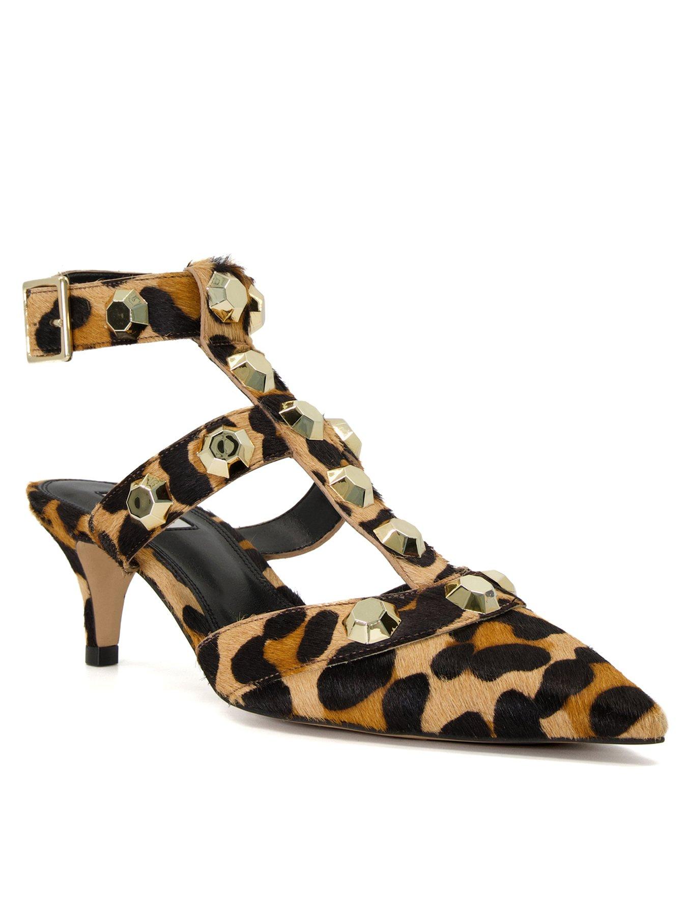 Dune leopard print kitten heel sale