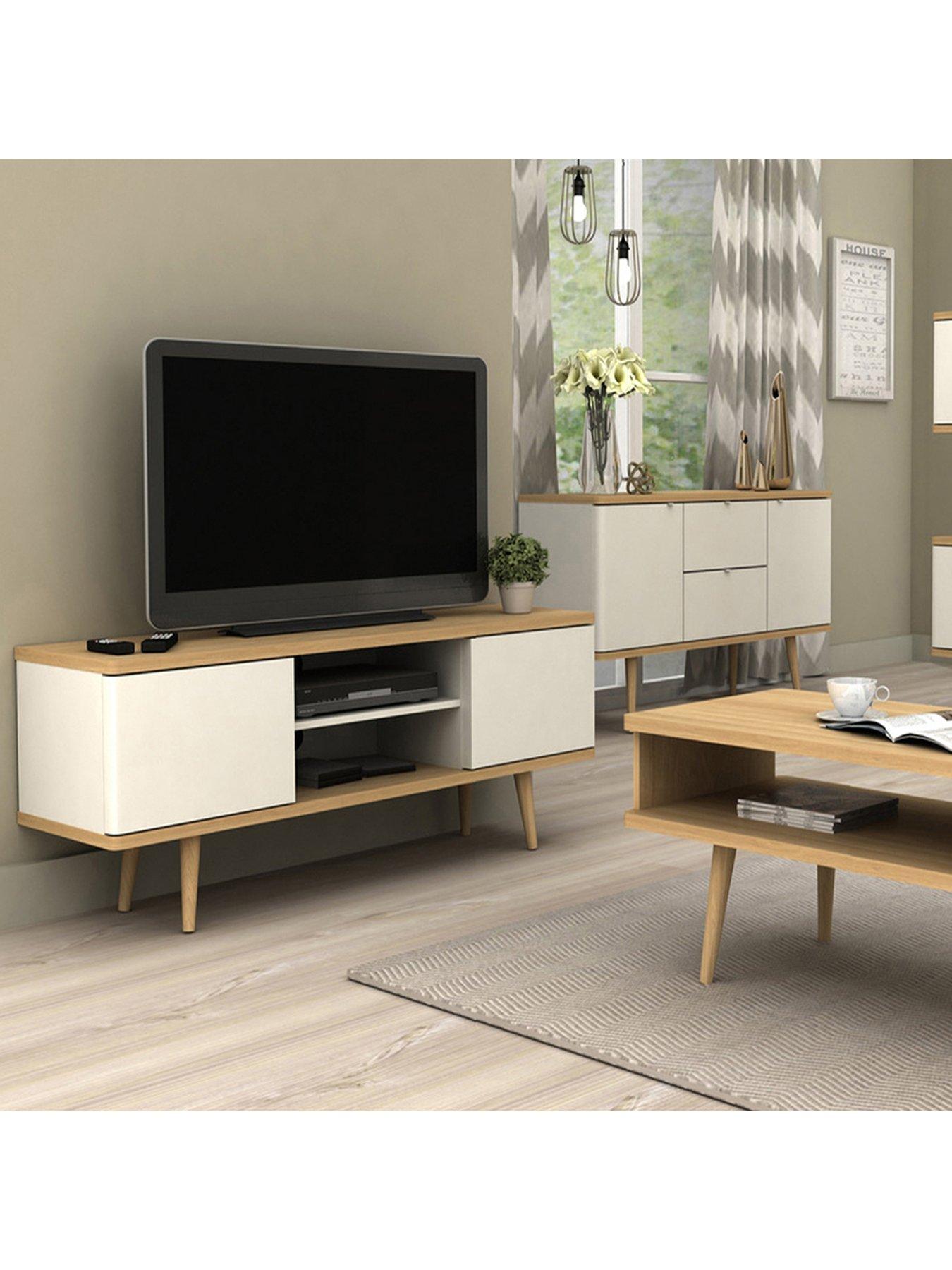 Product photograph of Alandra Tv Stand - White Oak from very.co.uk