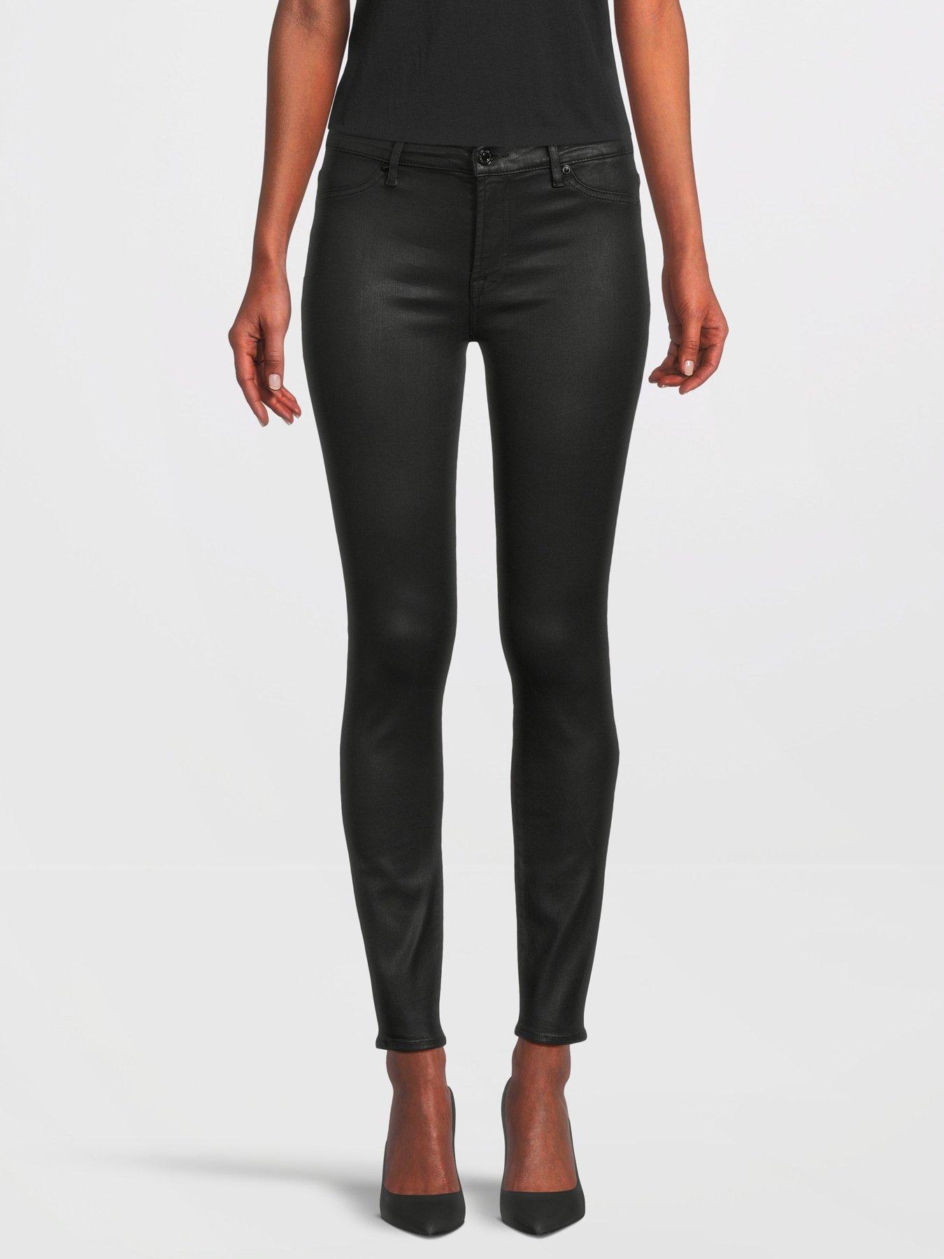 7 for all mankind 2024 black coated skinny jeans