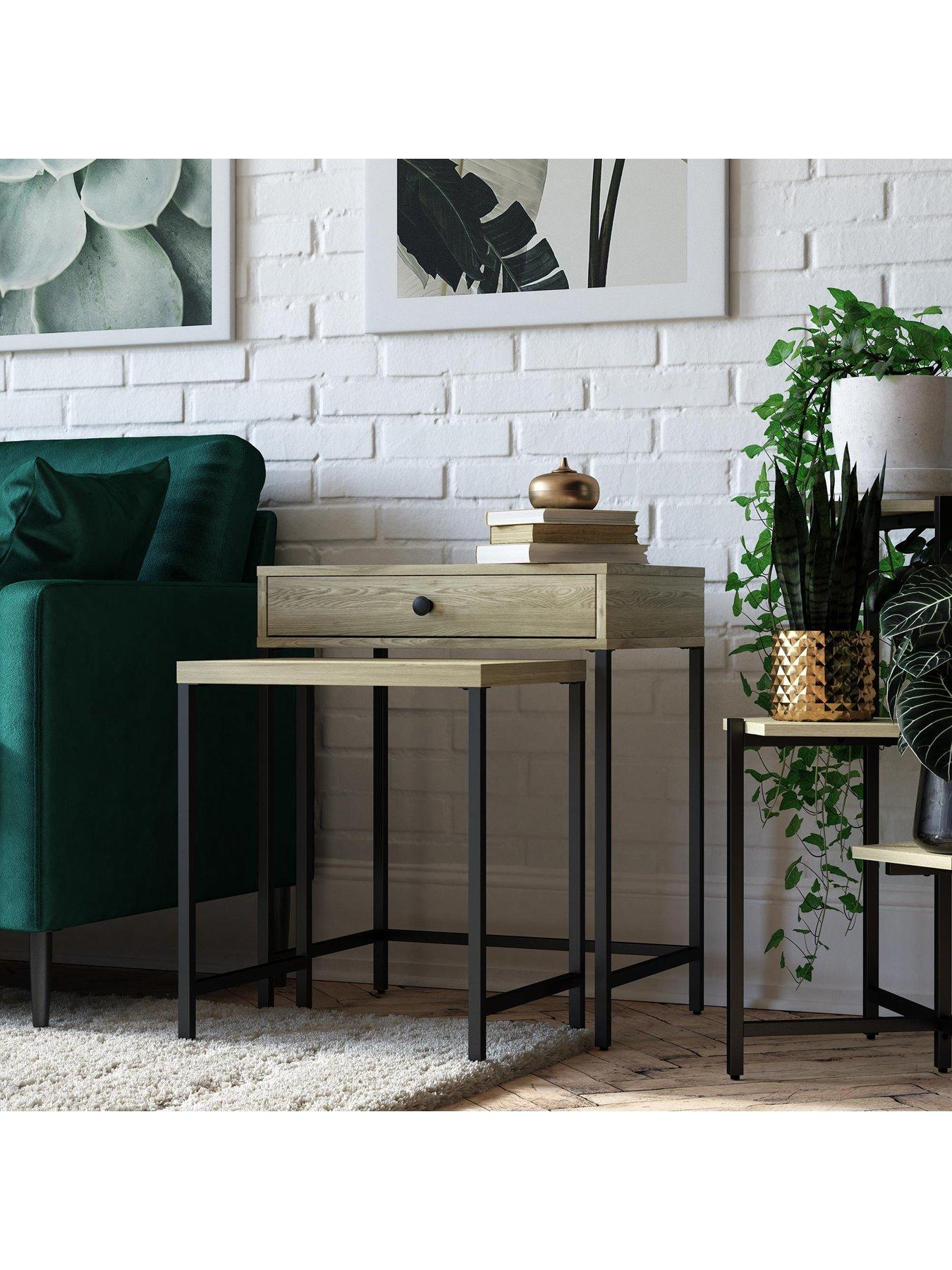 Product photograph of Queer Eye Tamlin Nesting End Tables - Oak from very.co.uk