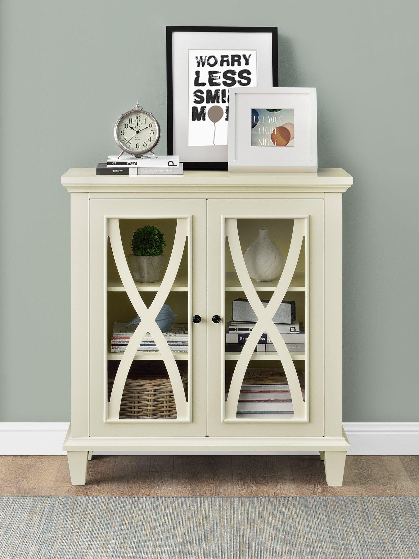 undefined Ellington Double Glass Door Accent Cabinet - White