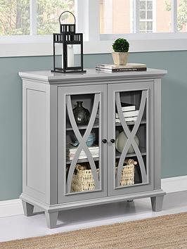Product photograph of Ellington Double Glass Door Accent Cabinet - Grey from very.co.uk