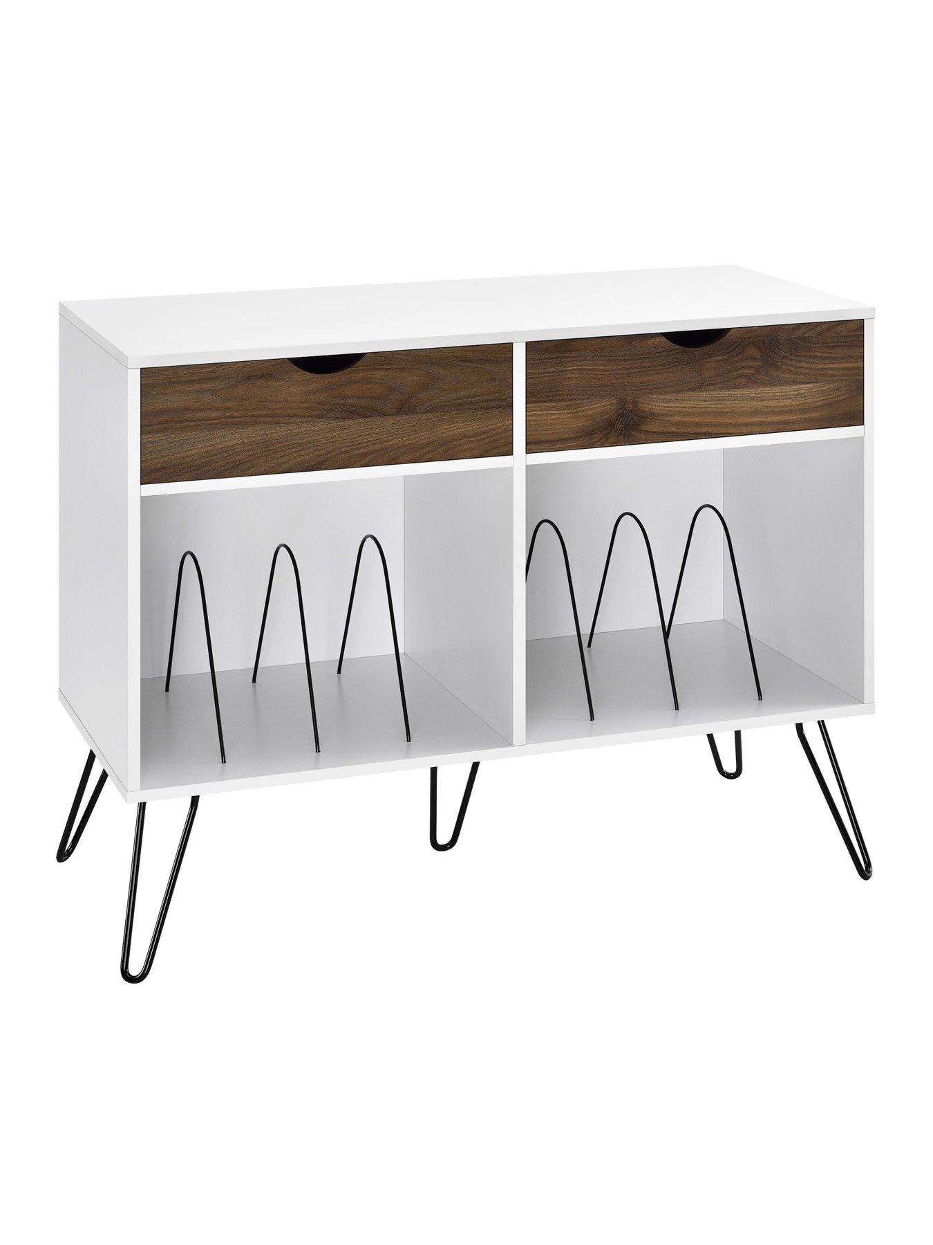 Image 4 of 4 of Novogratz Concord 2 Drawer Side Table/Turntable Stand - White/Oak