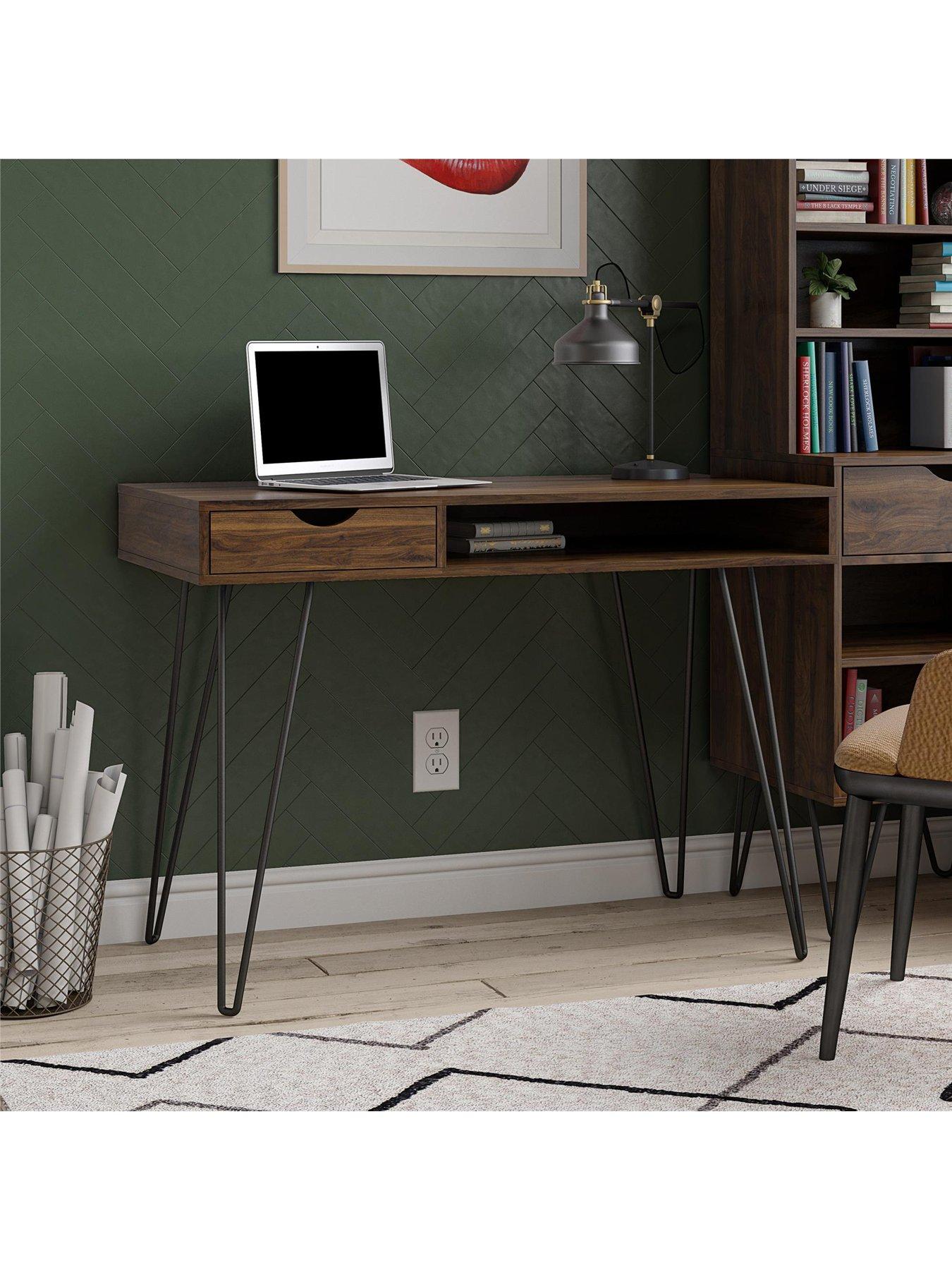 Product photograph of Novogratz Concord Desk With Storage - Walnut from very.co.uk