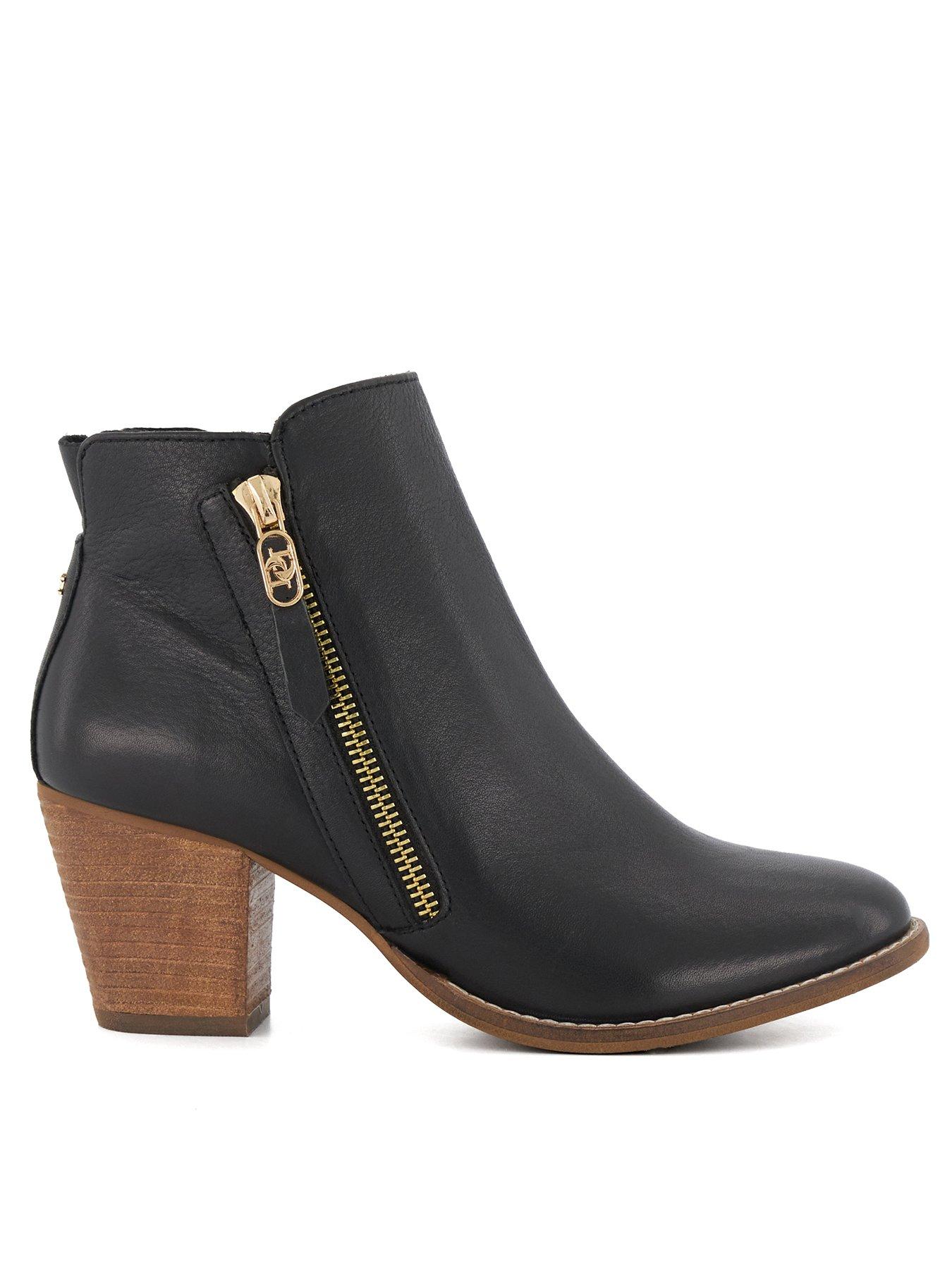 Dune London Dune Paicey Mid Block Leather Heel Ankle Boots Black Very