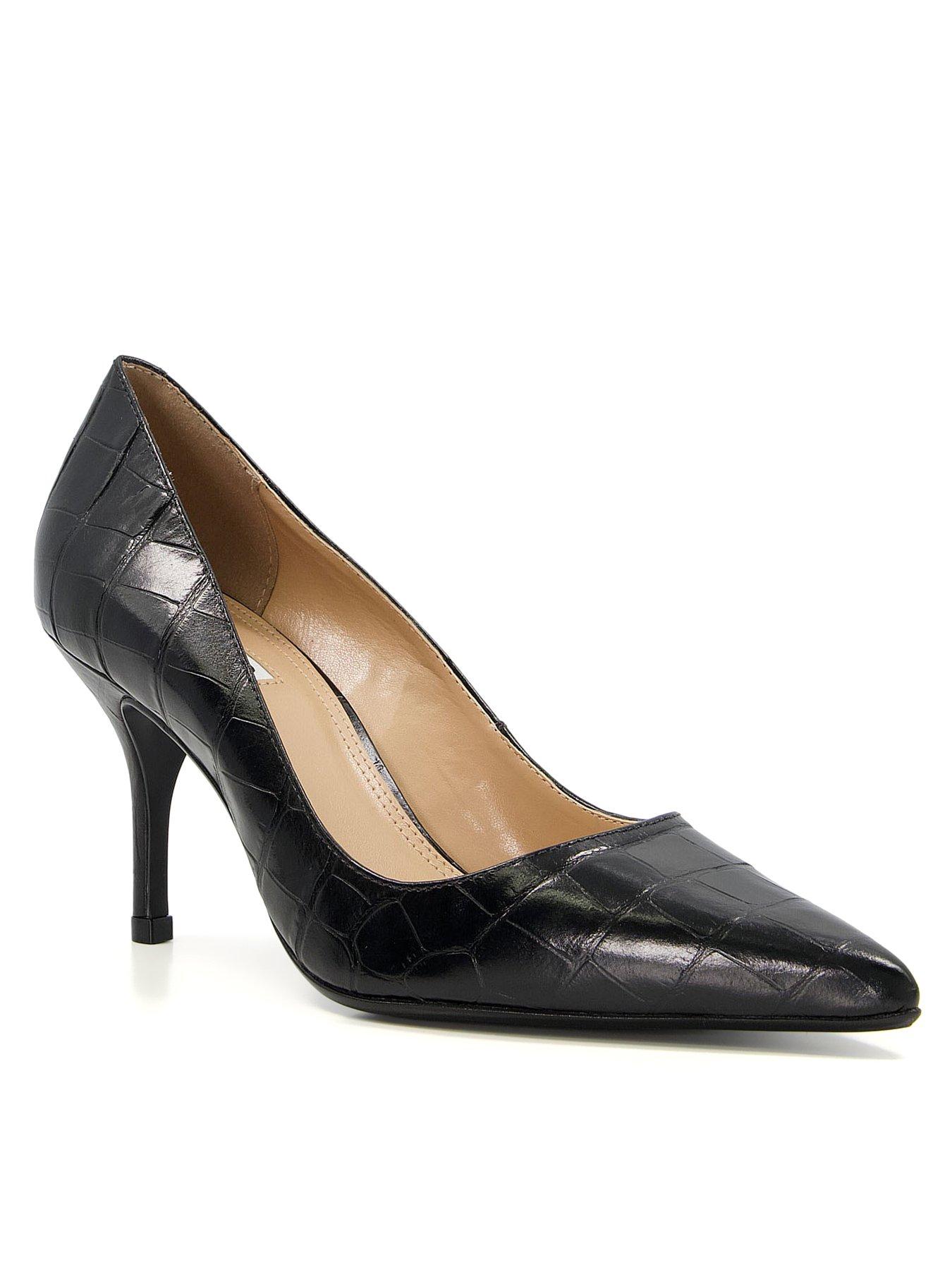 Black croc court shoes hotsell