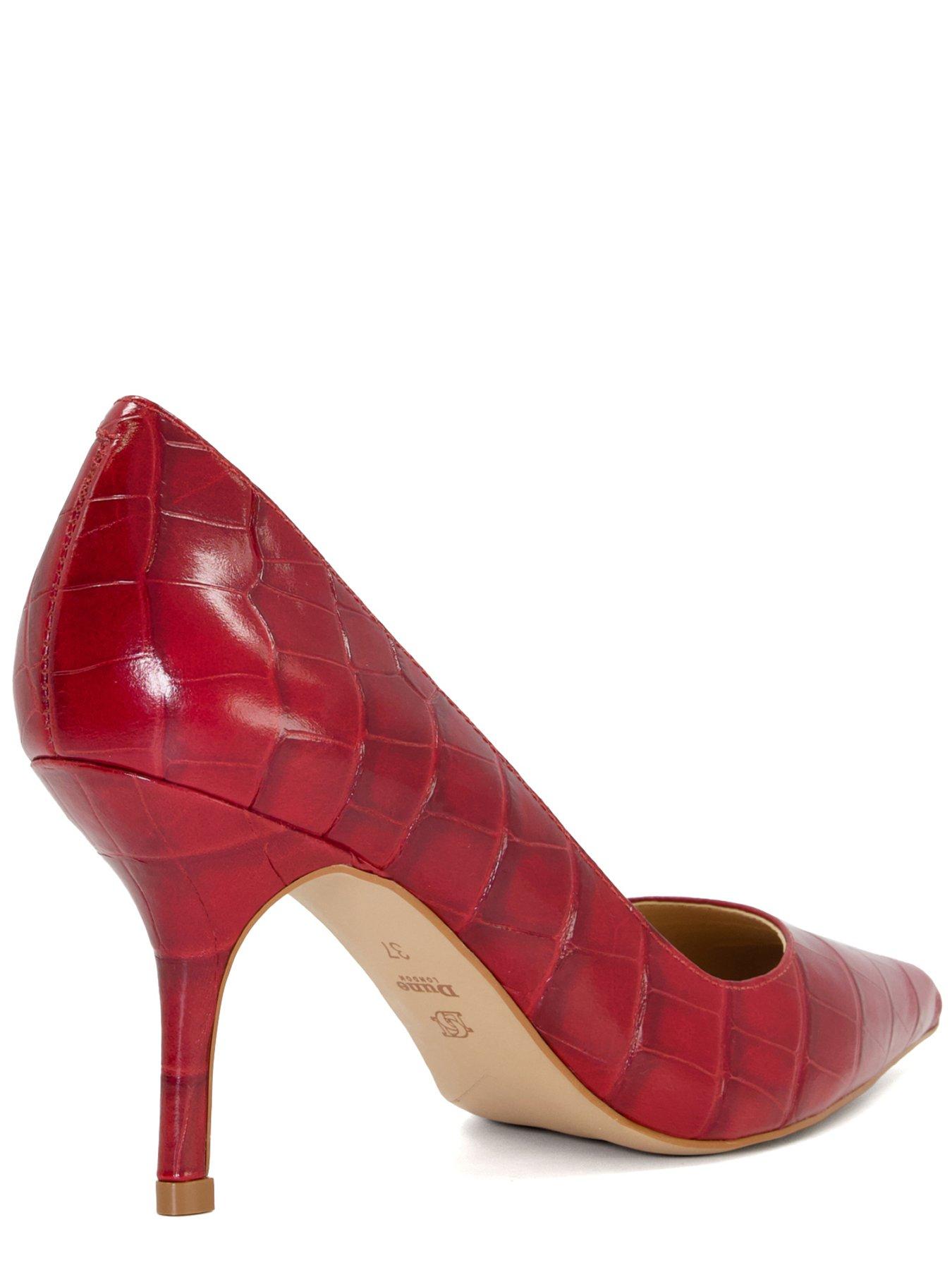 Dune London Dune Bold Leather Croc Effect Court Shoes Red Very