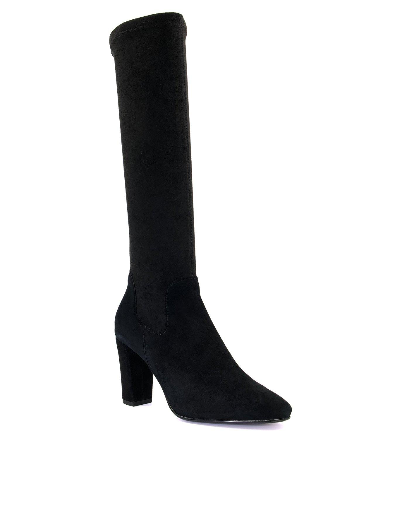 Dune black suede deals knee high boots