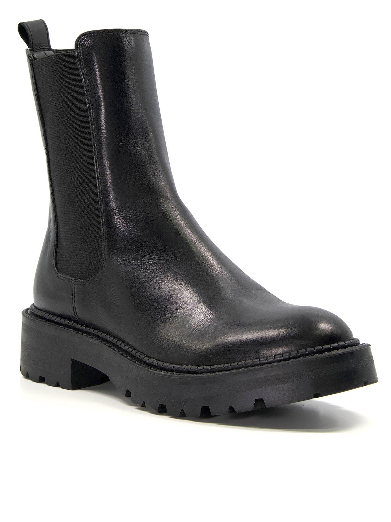 Dune Picture Leather Cleated Biker Boots - Black