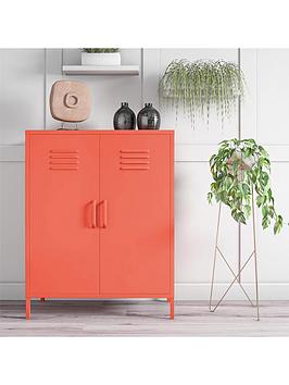 Product photograph of Novogratz Cache 2 Door Metal Locker Storage Cabinet - Orange from very.co.uk