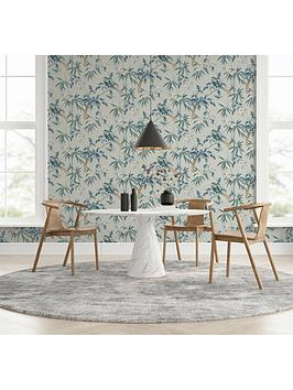 Product photograph of Arthouse Oriental Floral Birds Wallpaper - Grey Blue from very.co.uk