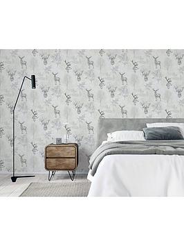 Product photograph of Arthouse Etched Stag Grey Wallpaper from very.co.uk