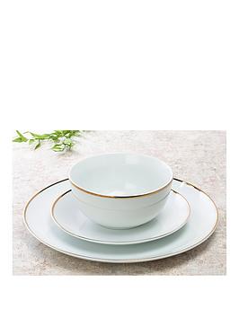 Product photograph of Waterside 12pc Gold Rim Dinner Set from very.co.uk