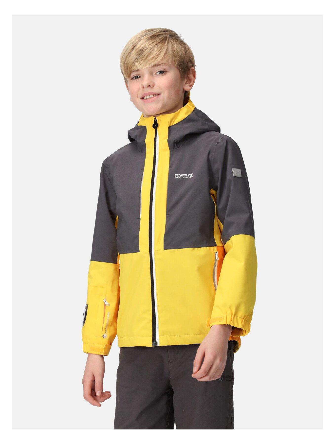 Regatta Kids Boys Hydrate VIII 3 In 1 Waterproof Jacket with Sleeve Torch Yellow Very