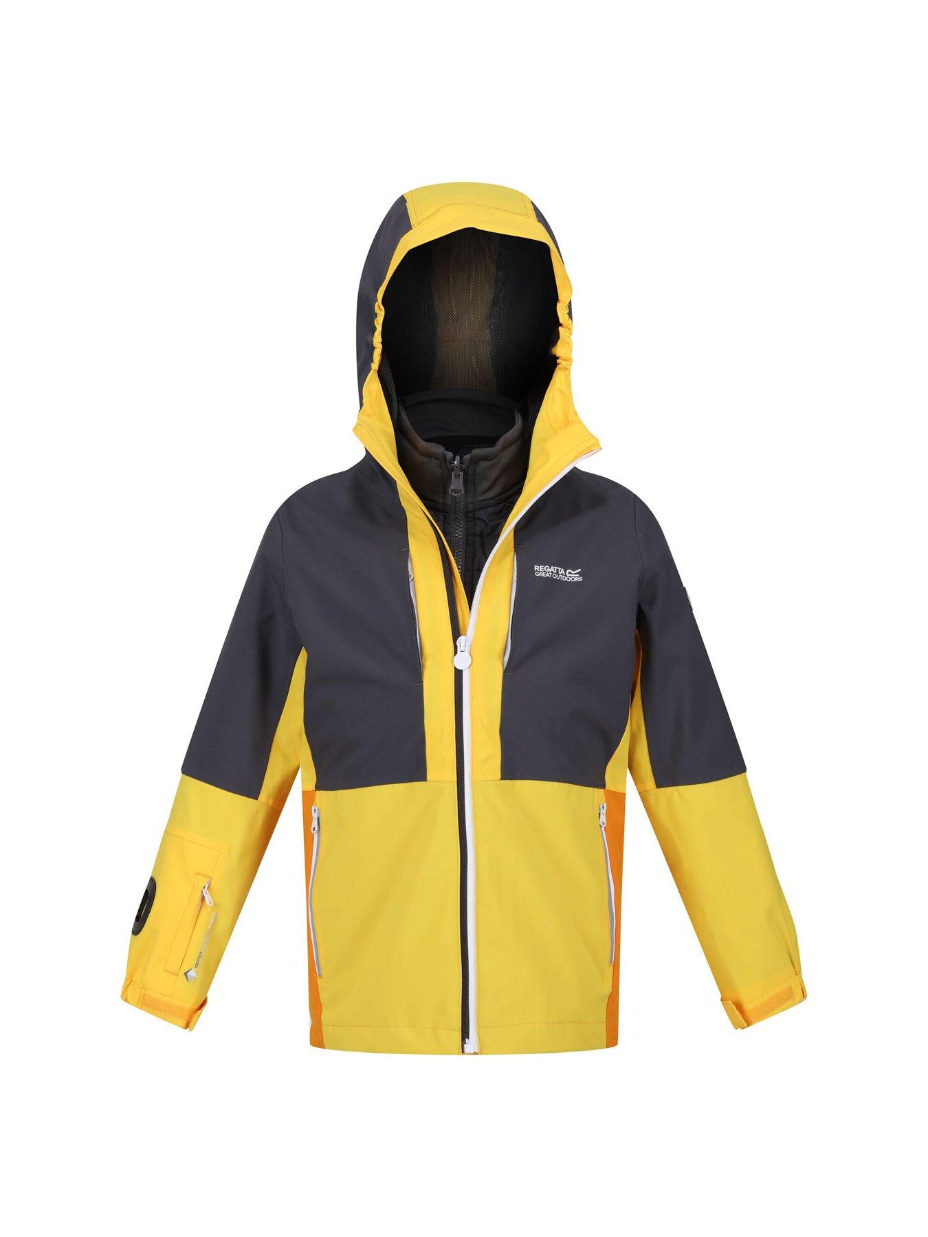 Regatta Kids Boys Hydrate VIII 3 In 1 Waterproof Jacket with Sleeve Torch Yellow Very