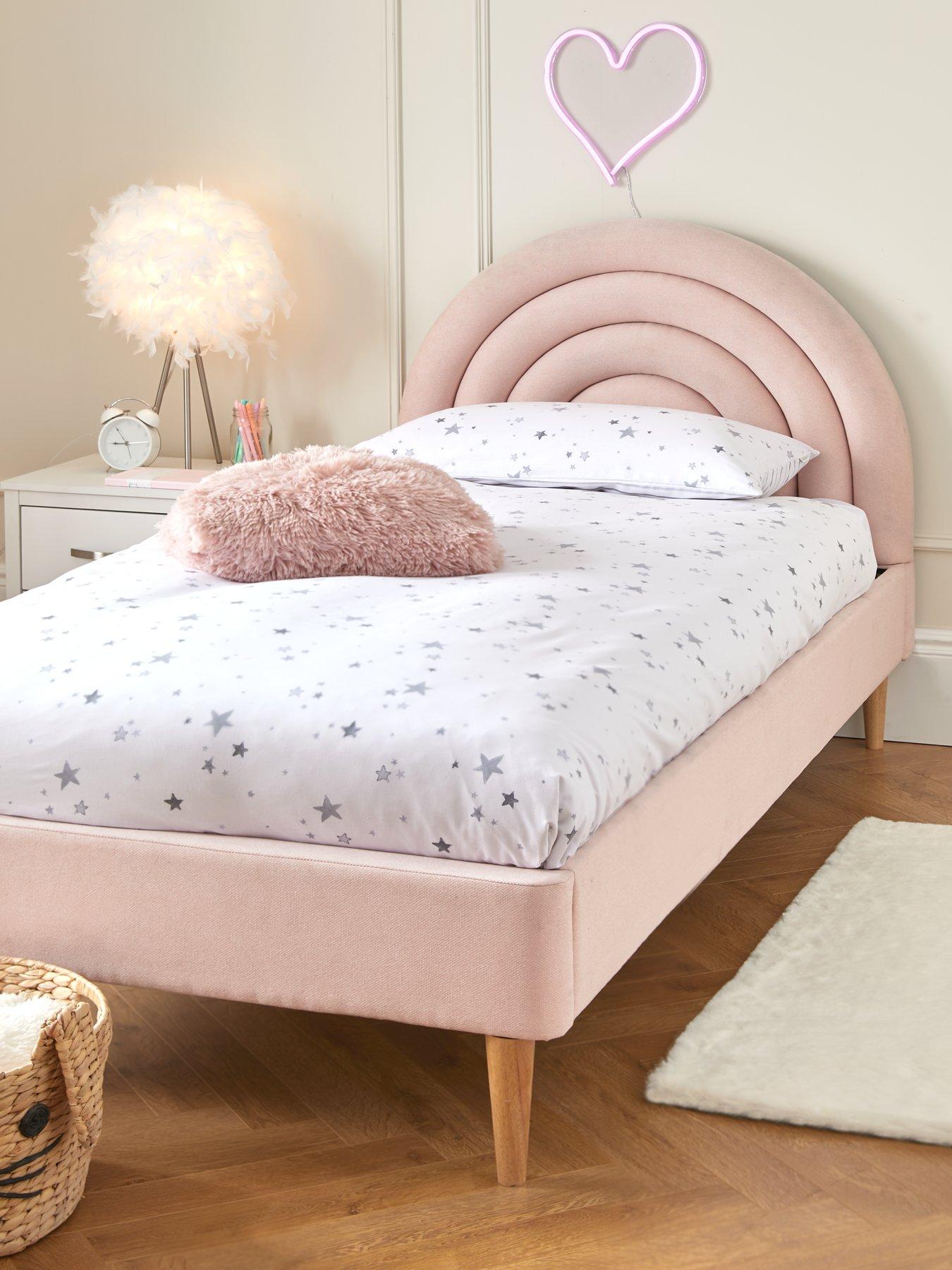 Very Home Rainbow Children's Single Bed Frame with Mattress Options (Buy and SAVE!) - Pink - FSC® Certified