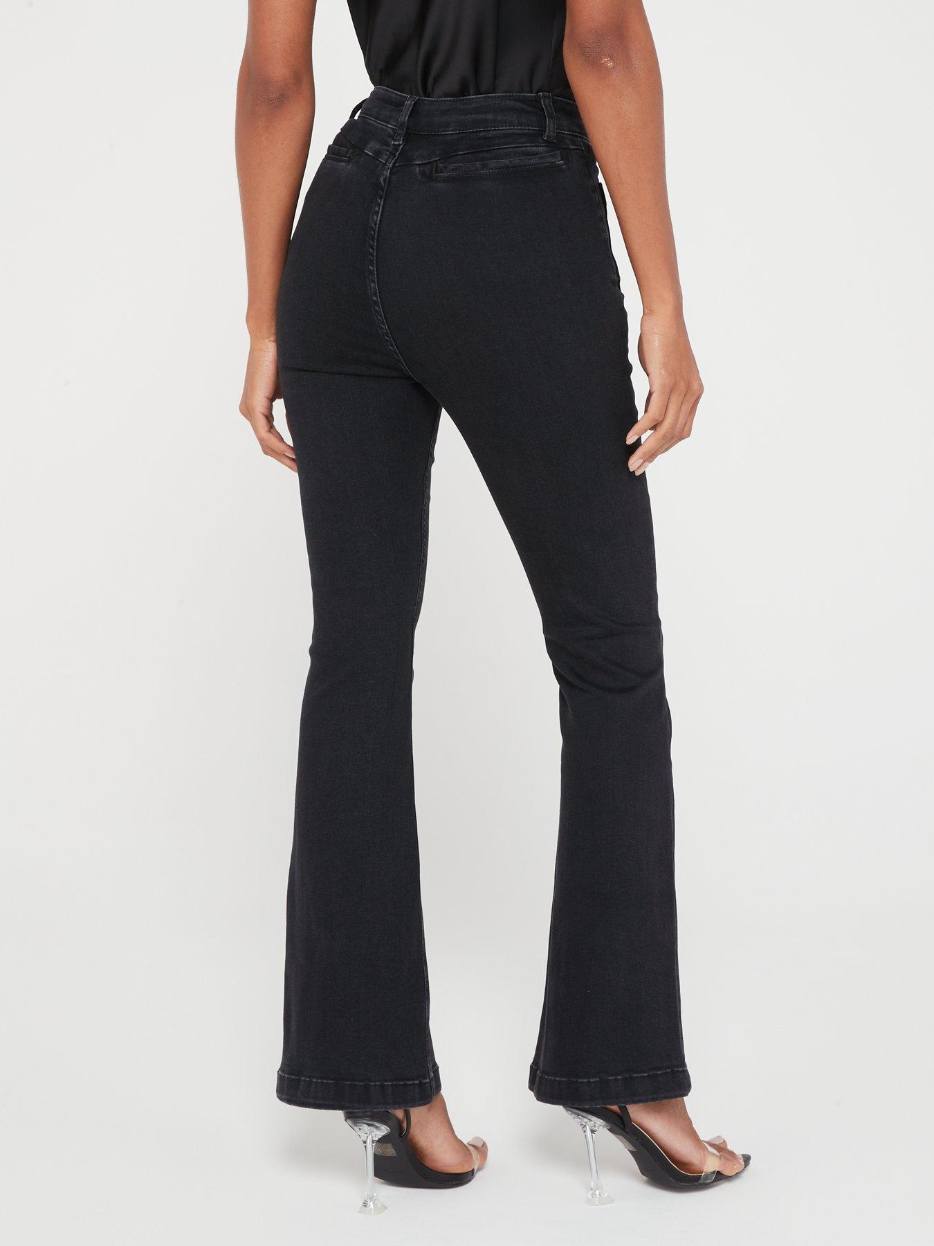 V by Very X Carol Byrne Patch Pocket Flare Jeans - Black | Very.co.uk