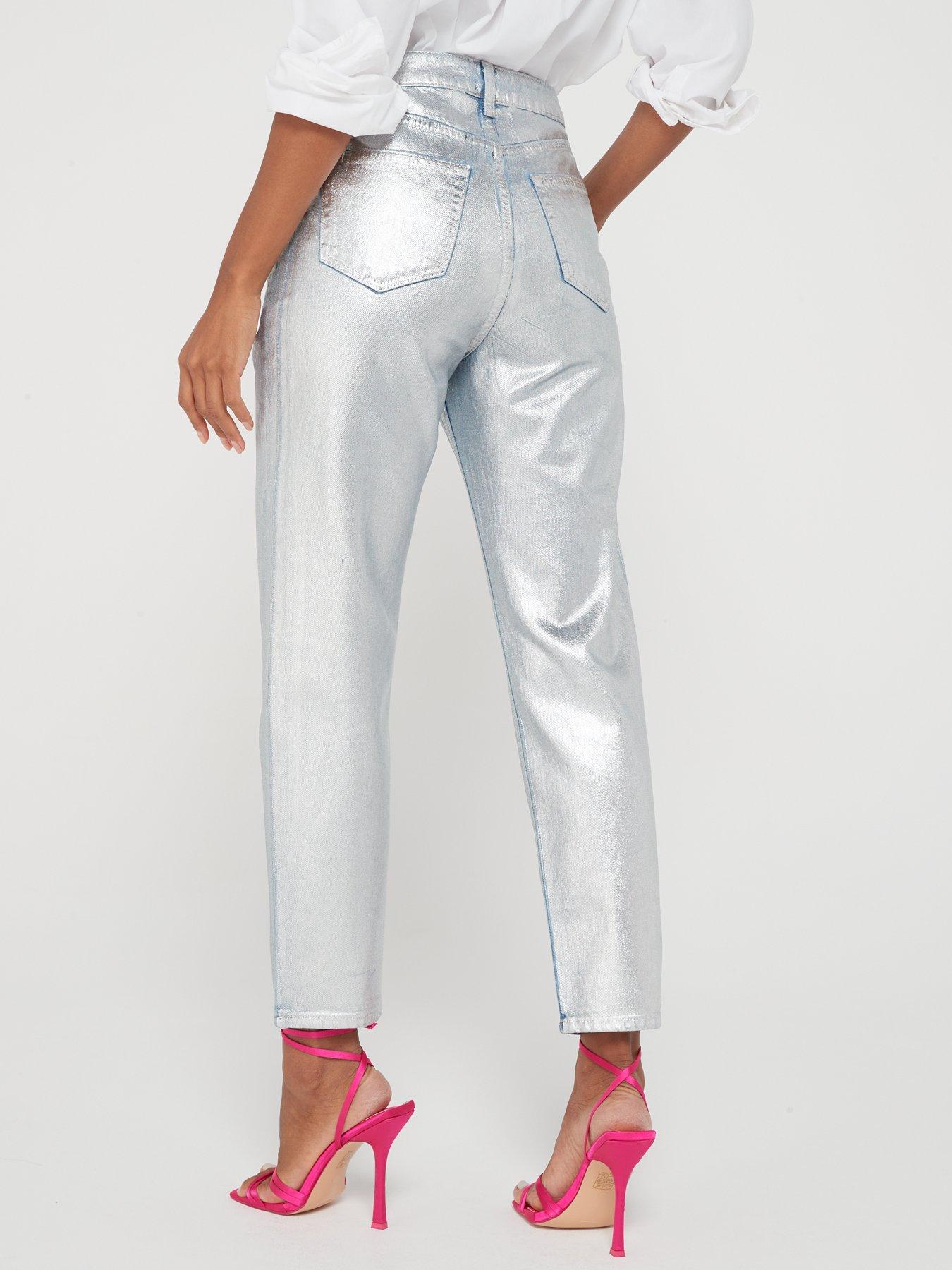 V by Very X Style Fairy Metallic Mom Jeans Silver very