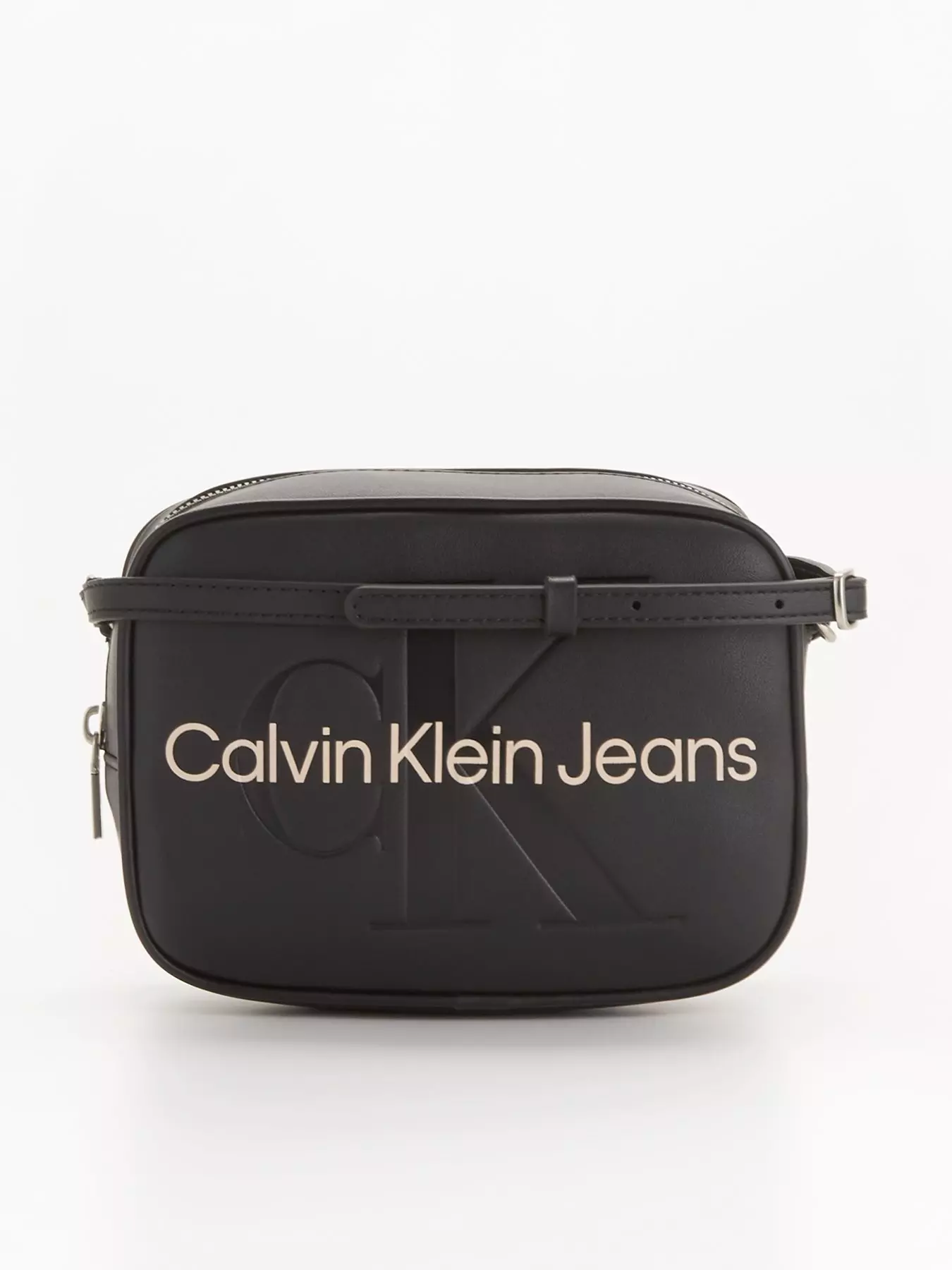 Calvin Klein Jeans monogram logo cross body bag in white