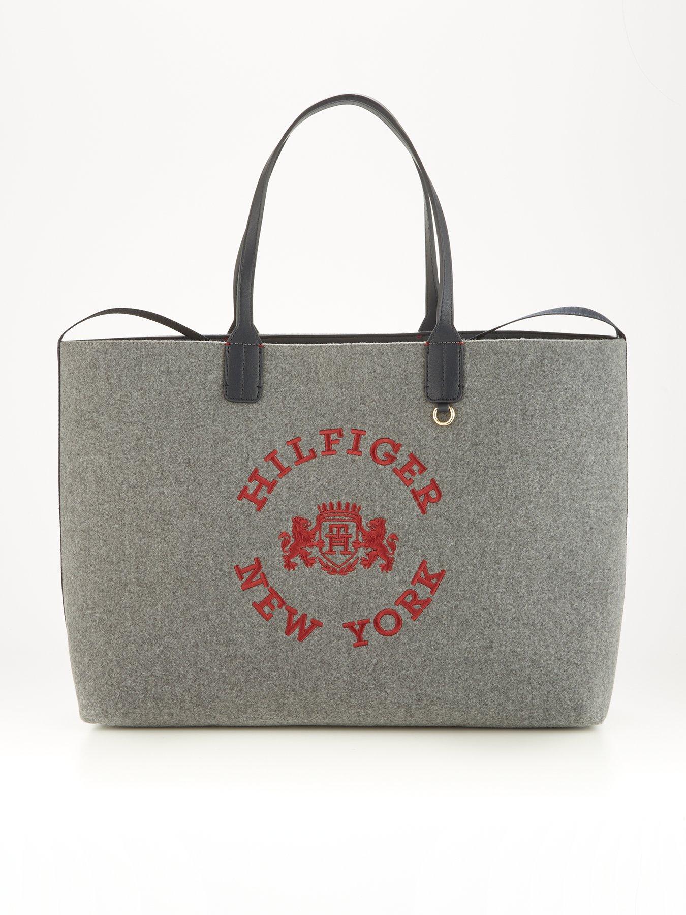 Tommy Hilfiger Iconic Logo Wool Tote Bag - Grey