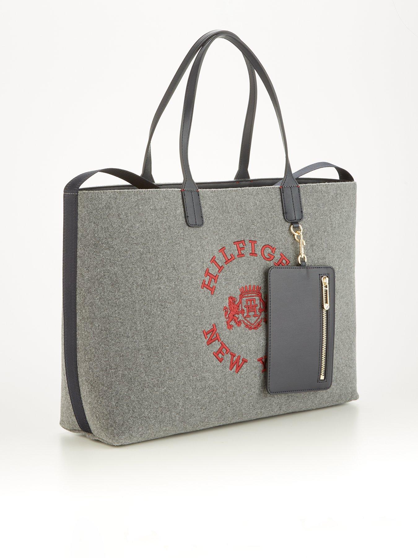 Iconic Logo Wool Tote Bag - Grey