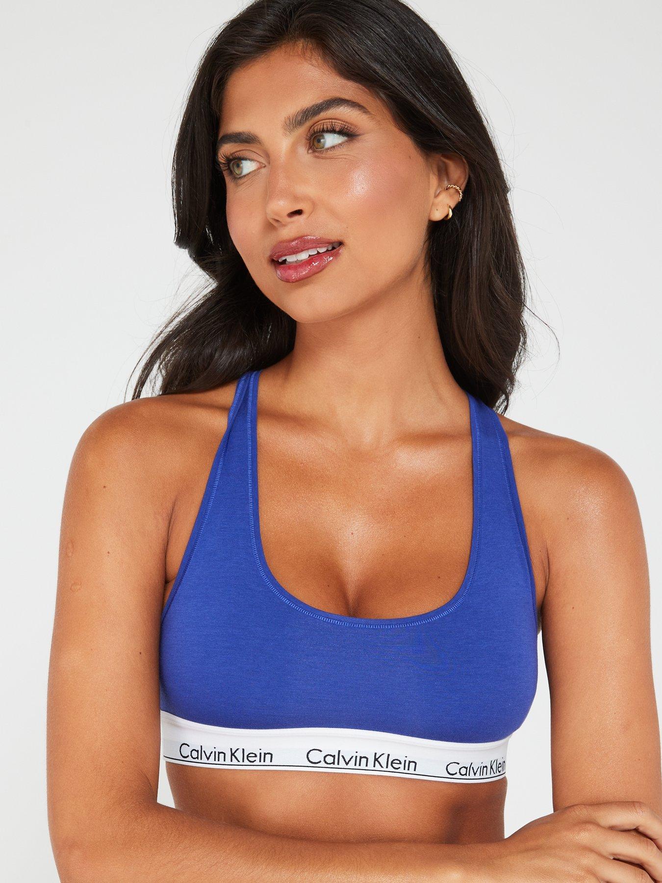 Calvin Klein Womens Logo Bralette in Navy