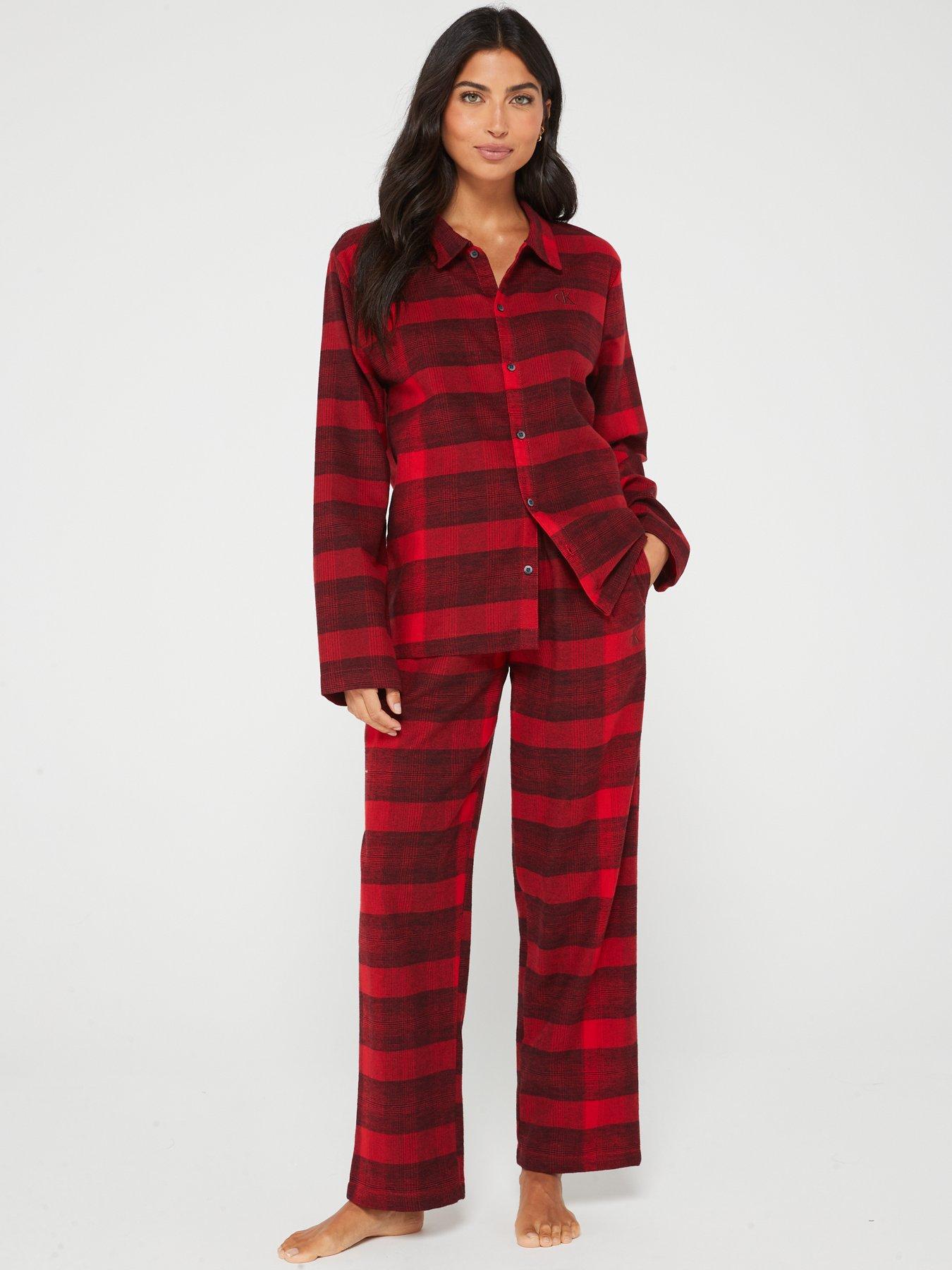 Calvin Klein Flannel Long Sleeve Check Pyjama Shirt Red Very