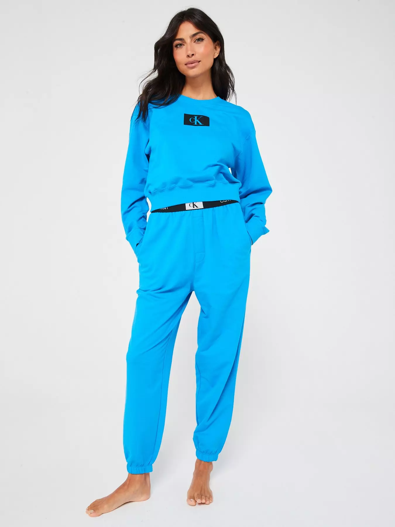 Calvin Klein Little Girls 2T-6X Long Sleeve CK Logo Hoodie & Jogger Pant  Set