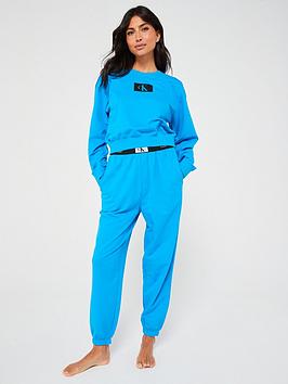 calvin klein lounge long sleeve sweatshirt - blue