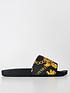  image of versace-jeans-couture-baroque-print-logo-sliders-blackgold