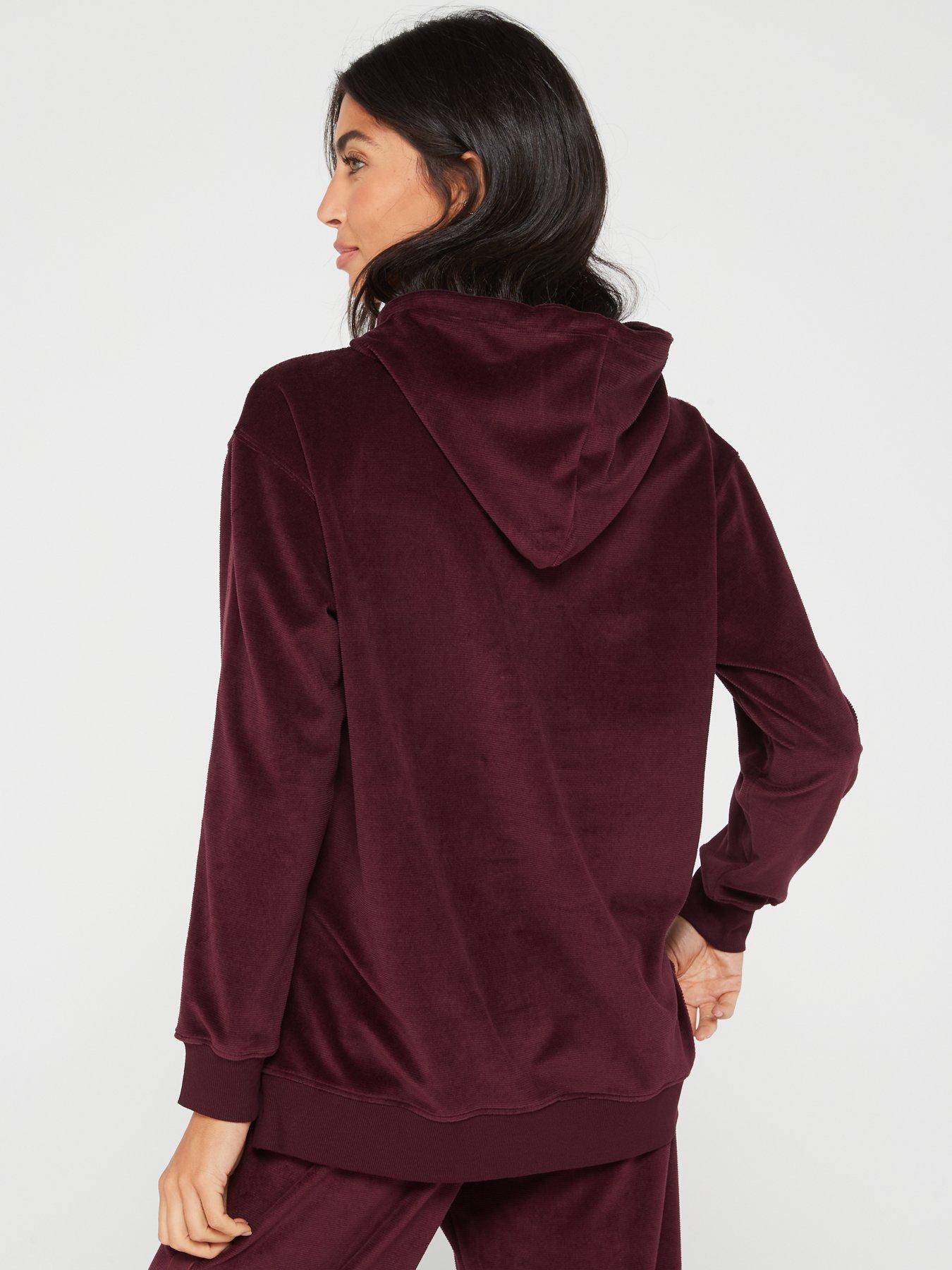 Tommy Hilfiger Velour Lounge Hoodie Burgundy Very