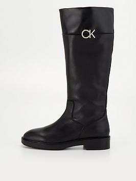 calvin klein rubber sole knee boot - black