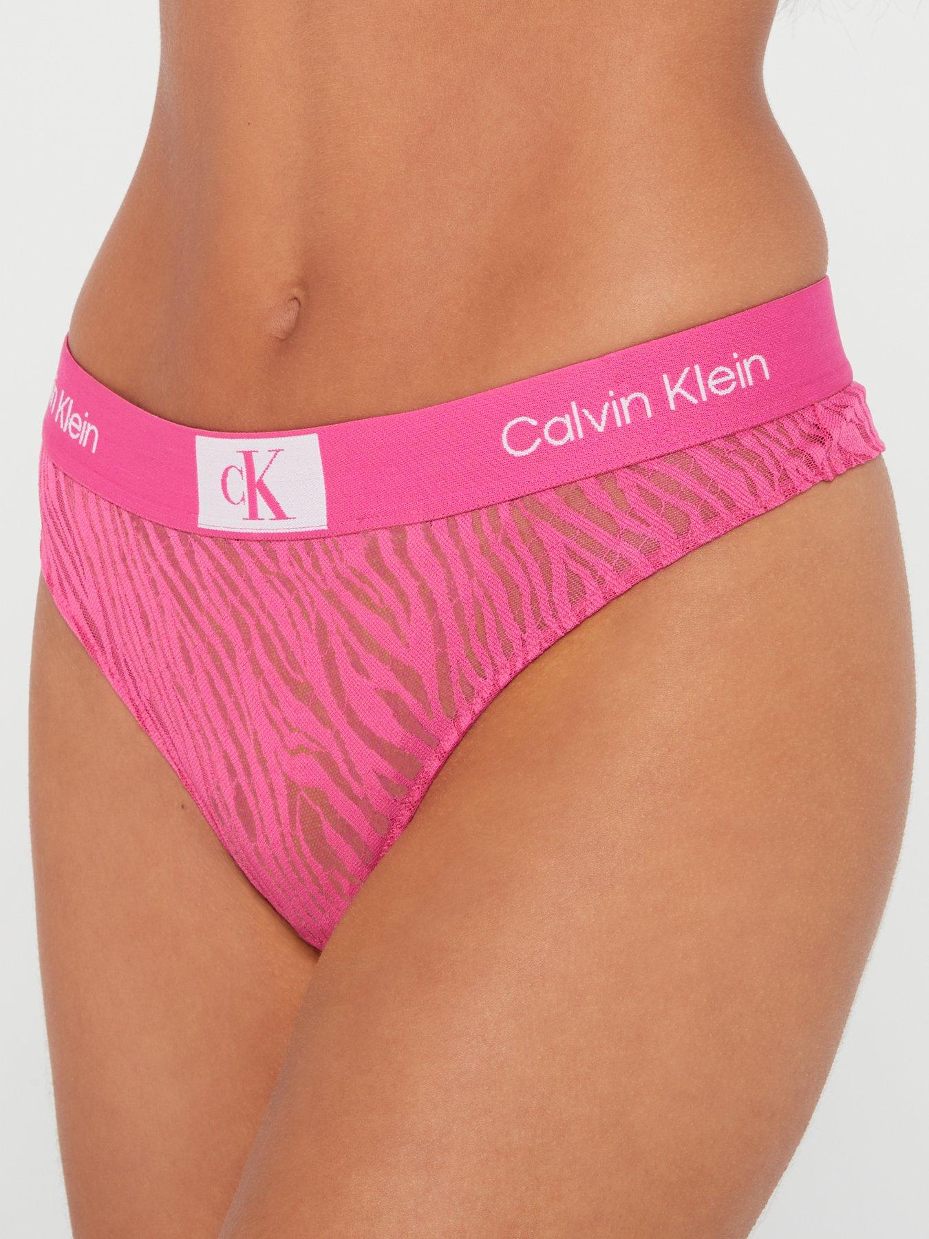 Calvin Klein Plus Size CK One Cotton Thong In Peach Leopard Print-Pink for  Women
