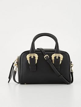 versace jeans couture baroque buckle bowling bag - black