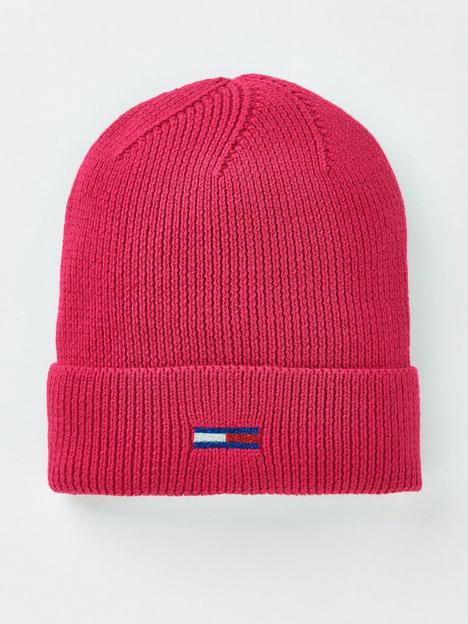 tommy-jeans-flag-logo-beanie-pink